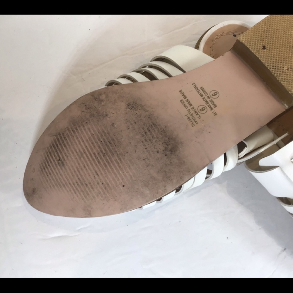 CHASE & CHLOE WHITE WOVEN BUCKLE SLIDE MULES SZ 6 - Picture 10 of 12